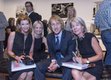 Susie Green, Mimi Clemons, and Circle member Rose Ann Cranz with actor Owen Wilson at the opening of Laura Wilson That Day, 2015.jpg