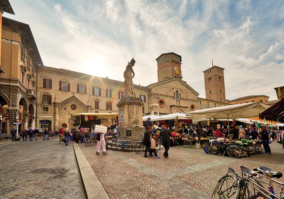 weekly street market in Reggio Emilia