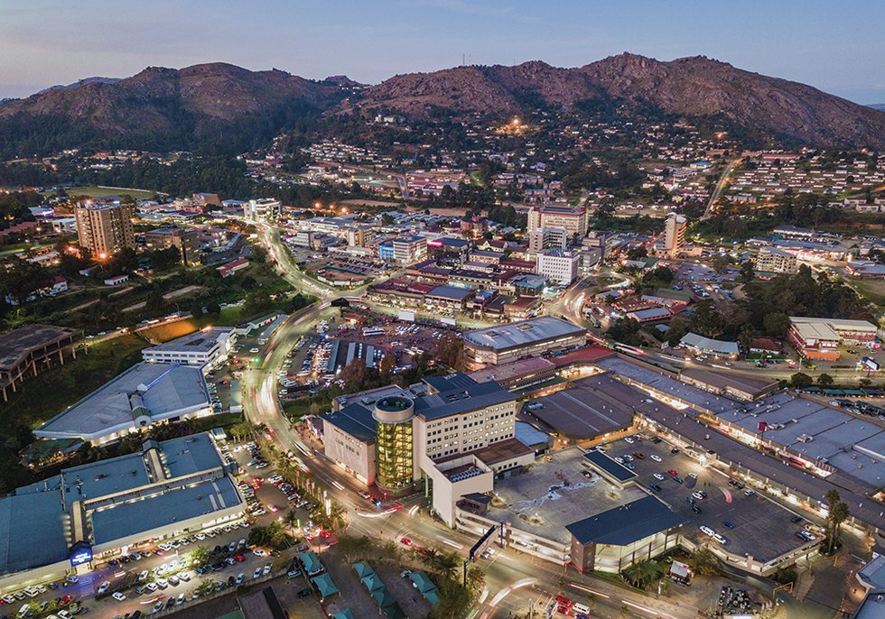 Downtown of Mbabane - capital city of Swaziland, Africa