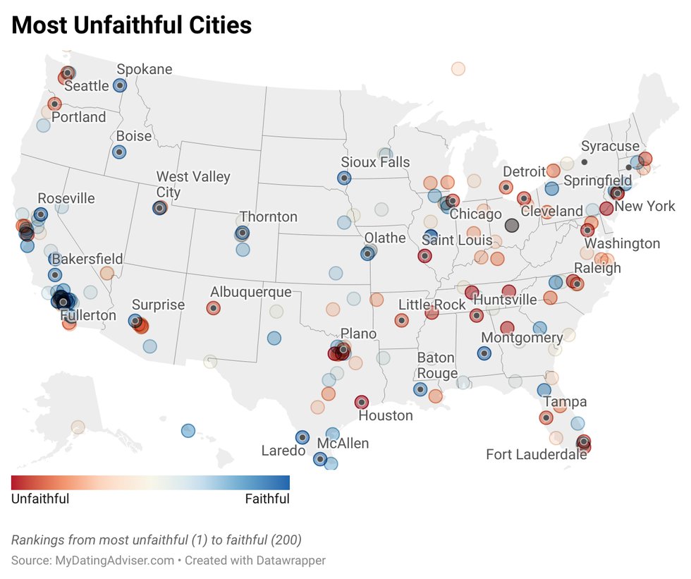 Your Cheatin Heart Fort Worth Ranks Second in Nationwide Unfaithful List  image image