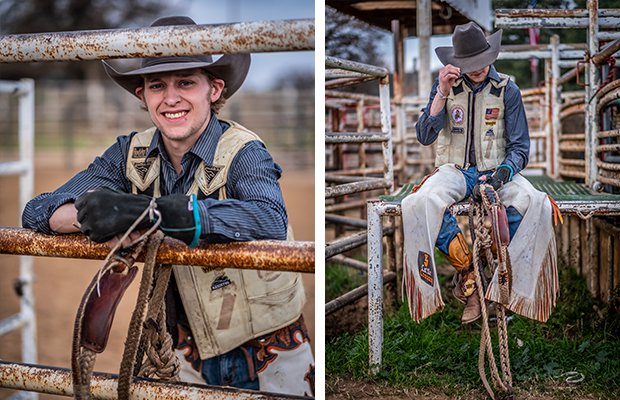 The cowboy life in the USA West as cowboys relax and talk on old